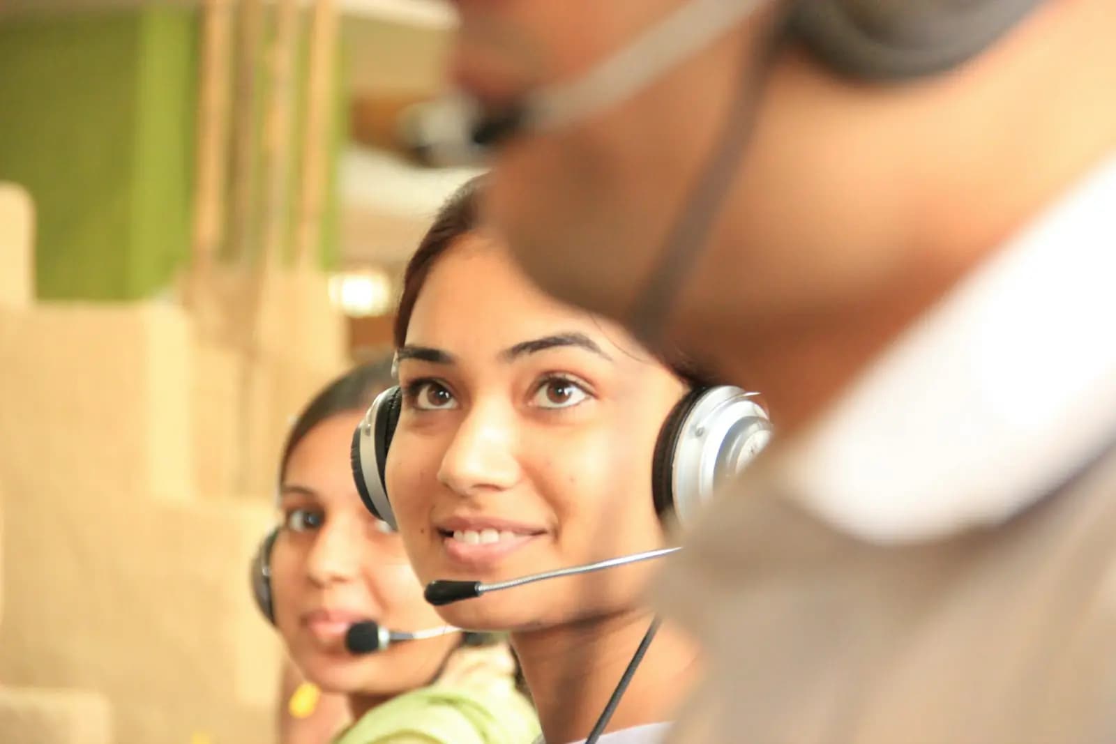 Support specialist wearing a headset